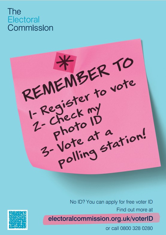 Please note that photo id is required to vote in the local elections in May!